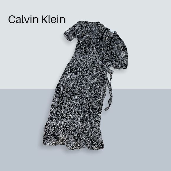 Calvin Klein Dresses & Skirts - Calvin Klein Black and White Paisley Dress Size 4
